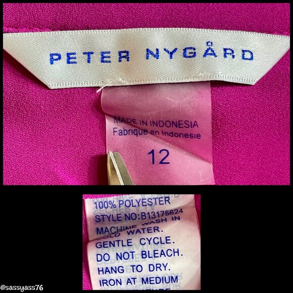 ▪️PETER NYGARD▪️Fuchsia Pink Ruffle Front High Low Long Sleeve Blouse - Picture 5 of 5